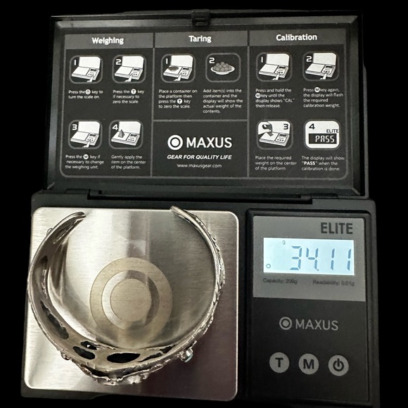 Solid Sterling Silver with Fire Opals Cuff Bracelet - Picture 11 of 13